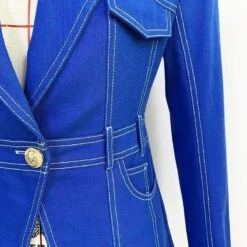 Stitched Denim Blazer Women - Casual - Plain-Solid -Rocka Style stitched denim blazer women casual plain solid denim blazer lestyleparfait 6