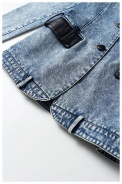 Streetwear Leather Collar Denim Blazer Women - Casual - Plain-Solid -Rocka Style streetwear leather collar denim blazer women casual plain solid denim blazer lestyleparfait 7