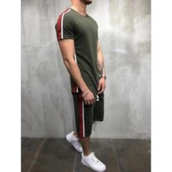 Striped Casual Tracksuit Shorts Set For Men -Rocka Style striped casual tracksuit shorts set for men tracksuit lestyleparfait 6