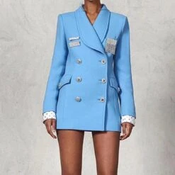 Stylish Long Double Breasted Blazer Women - Casual - Plain-Solid -Rocka Style stylish long double breasted blazer women casual plain solid double breasted blazer lestyleparfait 3