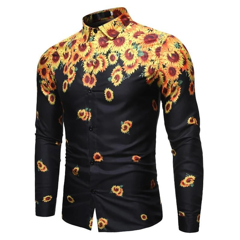Sun Flower Print Casual Shirt For Men 1 Sun Flower Print Casual Shirt For Men