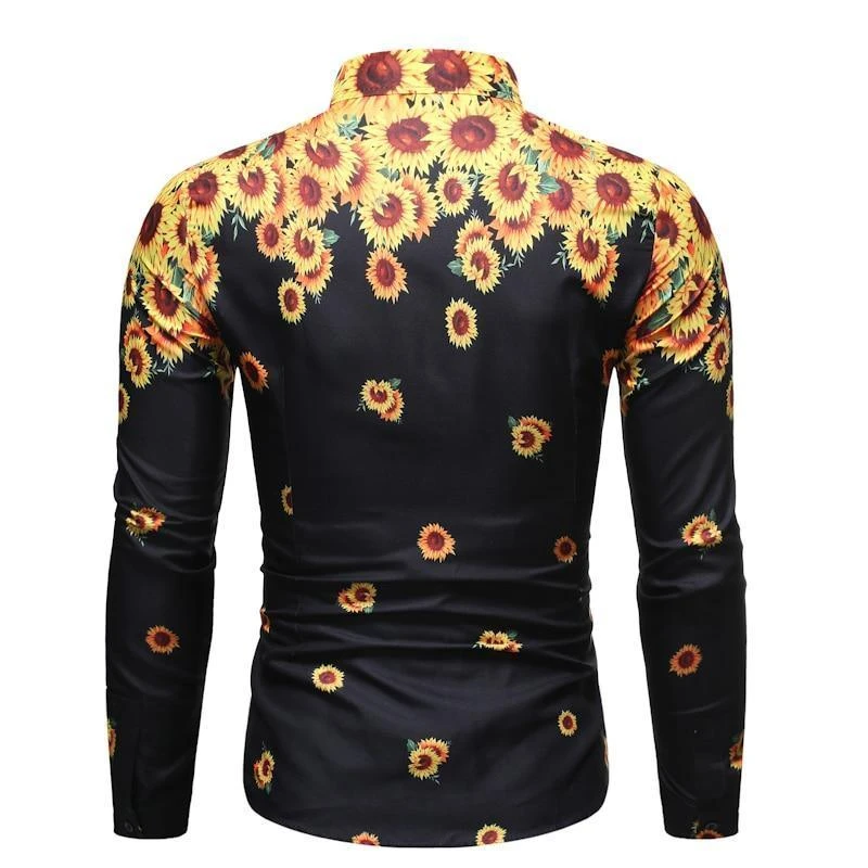 Sun Flower Print Casual Shirt For Men 2 Sun Flower Print Casual Shirt For Men - Image 2