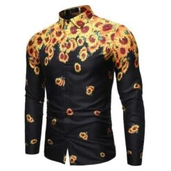 Sun Flower Print Casual Shirt For Men 5 Sun Flower Print Casual Shirt For Men -Rocka Style sun flower print casual shirt for men long sleeve shirt lestyleparfait 3