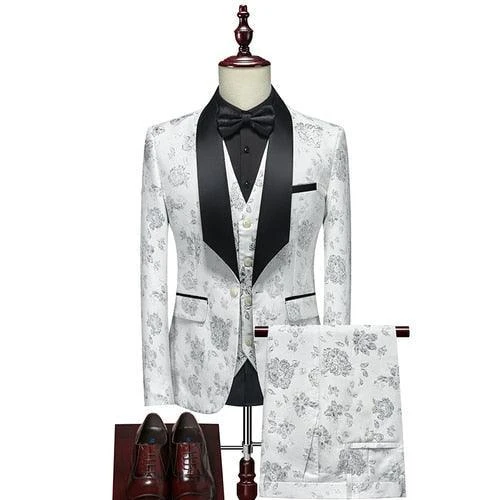 Three Piece Floral Tuxedo Suit 2 Three Piece Floral Tuxedo Suit - Image 2