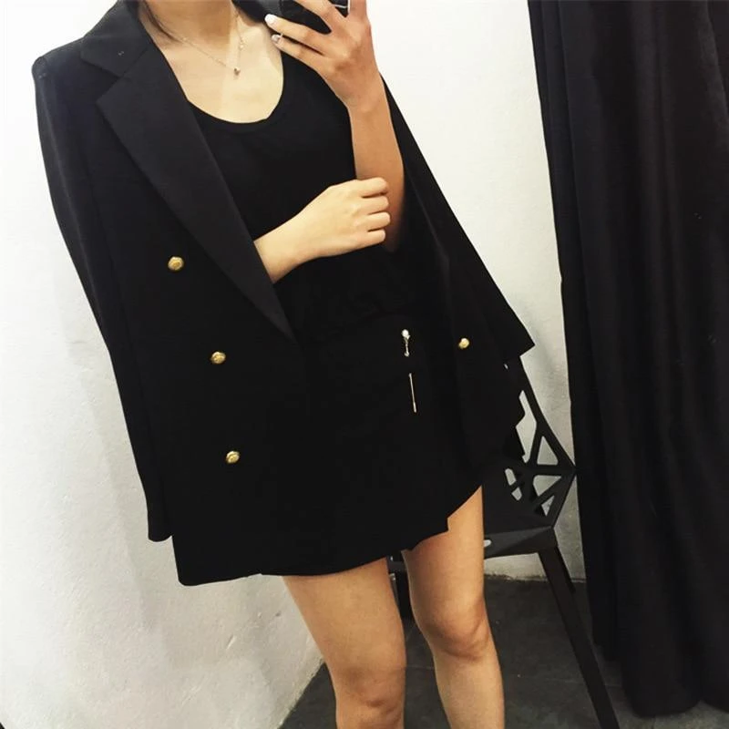 Trendy Gold Buttons Blazer Women - Casual - Plain-Solid 1 Trendy Gold Buttons Blazer Women - Casual - Plain-Solid