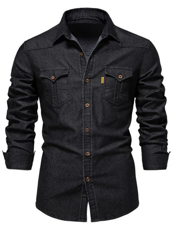 Two-Pocket Denim Men Shirt 2 Two-Pocket Denim Men Shirt - Image 2