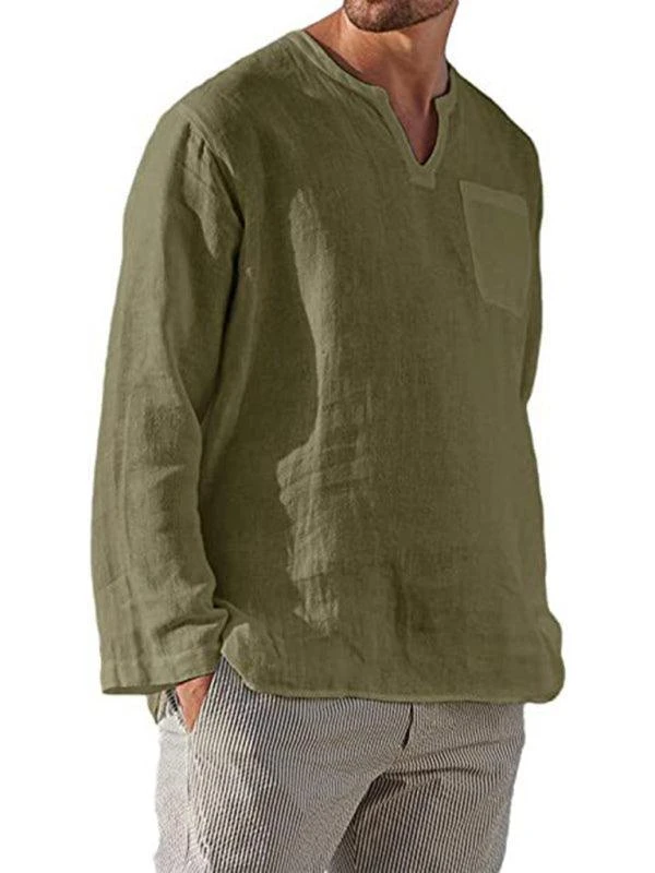 V-Neck Linen Shirt For Men 10 V-Neck Linen Shirt For Men - Image 10