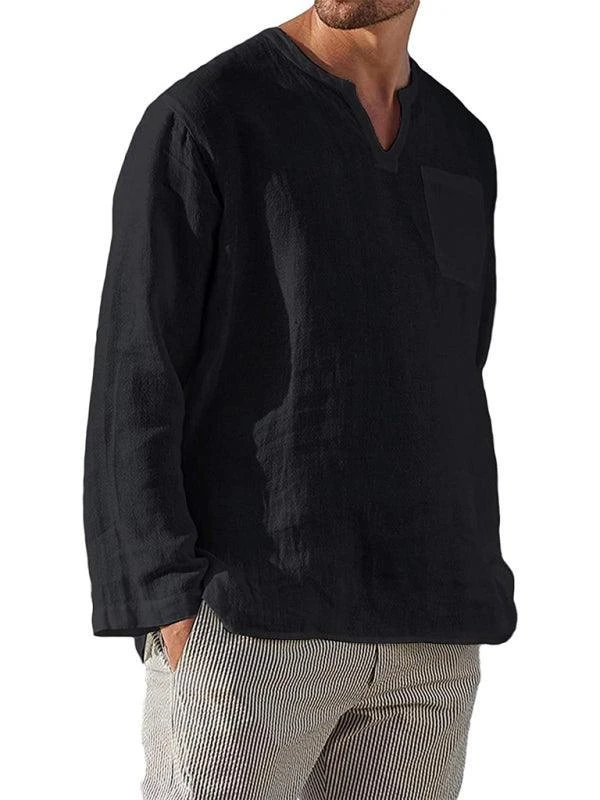 V-Neck Linen Shirt For Men 12 V-Neck Linen Shirt For Men - Image 12