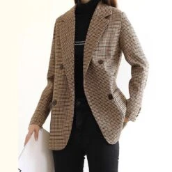 Vintage Houndstooth Plaid Blazer Women - Vintage - Plaid -Rocka Style vintage houndstooth plaid blazer women vintage plaid plaid blazer lestyleparfait 6