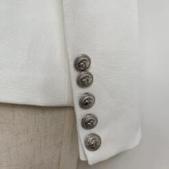 White Party Blazer Women - Casual - Plain-Solid -Rocka Style white party blazer women casual plain solid double breasted blazer lestyleparfait 5