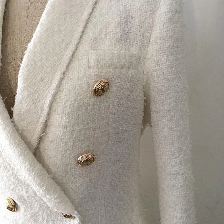 White Tweed Blazer Women - Casual - Plain-Solid 2 White Tweed Blazer Women - Casual - Plain-Solid - Image 2