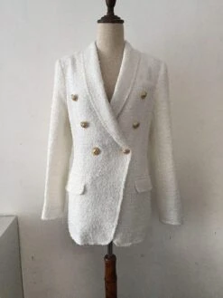 White Tweed Blazer Women - Casual - Plain-Solid 8 White Tweed Blazer Women - Casual - Plain-Solid -Rocka Style white tweed blazer women casual plain solid tweed blazer lestyleparfait 3