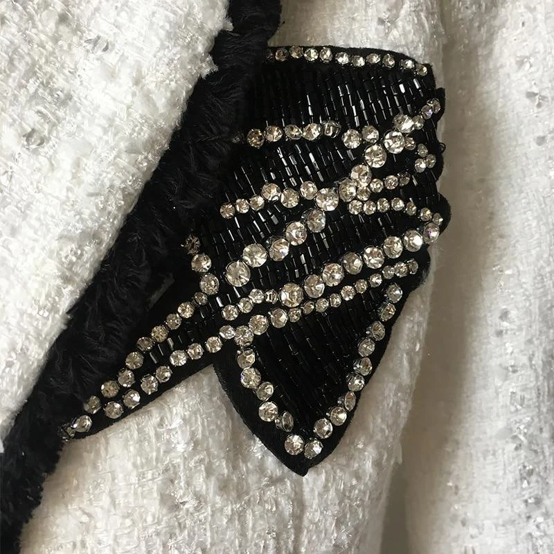 White Tweed Blazer Women - Formal-Business - Plain-Solid 6 White Tweed Blazer Women - Formal-Business - Plain-Solid - Image 6