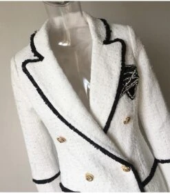 White Tweed Blazer Women - Formal-Business - Plain-Solid 17 White Tweed Blazer Women - Formal-Business - Plain-Solid -Rocka Style white tweed blazer women formal business plain solid tweed blazer lestyleparfait 9