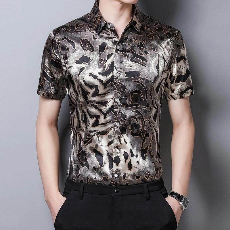 Wild Print Satin Silk Shirt For Men 1 Wild Print Satin Silk Shirt For Men