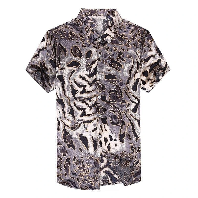 Wild Print Satin Silk Shirt For Men 4 Wild Print Satin Silk Shirt For Men - Image 4