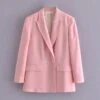 Women Pink Double Breasted Blazer Women - Formal-Business - Plain-Solid