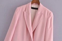 Women Pink Double Breasted Blazer Women - Formal-Business - Plain-Solid -Rocka Style women pink double breasted blazer women formal business plain solid double breasted blazer lestyleparfait 4